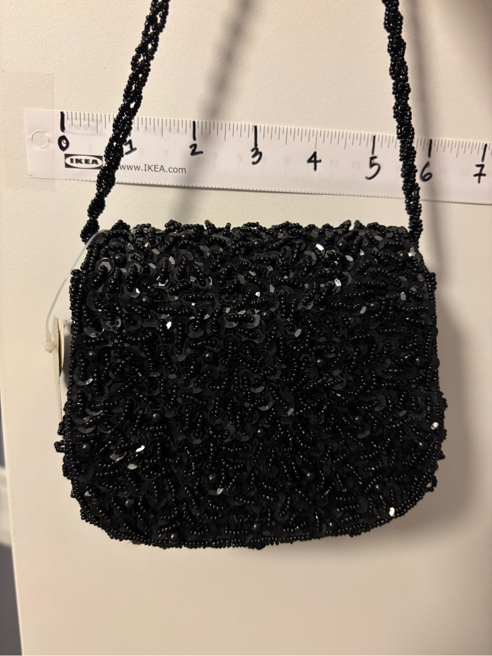 Beaded Mini Flap Crossbody Bag - Black - Picture 5 of 5